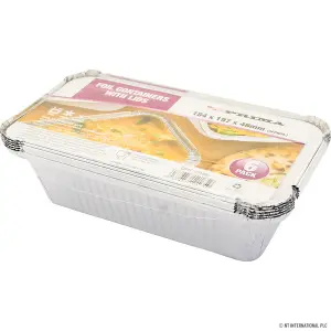 Pack Of 36 Aluminium Foil Containers With Lids Hot Food Takeaway 18Cm Box