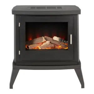 Focal Point Brocton 1500W Matt Black Electric Stove (H)637mm (W)645mm