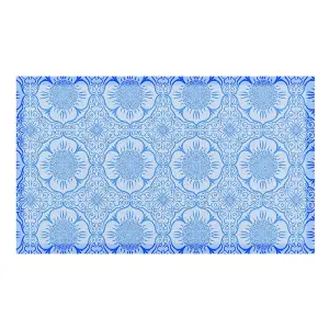 Blue Floral Pattern Indoor & Outdoor Doormat - 70x40cm