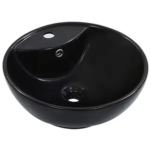 Berkfield Wash Basin with Overflow 46.5x18 cm Ceramic Black