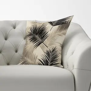 Black And White Tropical Palm Leaves Cushions 33cm x 48cm