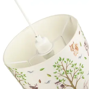 Cute Woodland Animals Round Lamp Shade in Cotton Fabric - Foxes Owls Rabbits