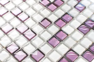 Glass mosaic on mesh for bathroom or kitchen 300mm x 300mm - Lilac orchid