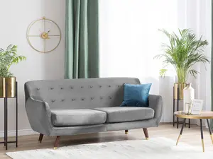 3 Seater Velvet Sofa Grey BODO