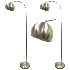 First Choice Lighting Set of 2 Satin Nickel Dome Floor Lights