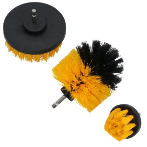 3pc Drill Powered Cleaning Brush Set Nylon Bristles Scrubber Bathroom Cleaner