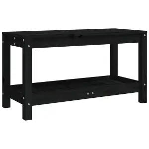 Berkfield Garden Bench Black 82.5x35x45 cm Solid Wood Pine