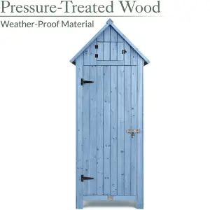 Slim Wooden Outdoor Storage Shed - Blue