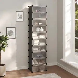 Berkfield Shoe Rack Black 44x32x174 cm PP