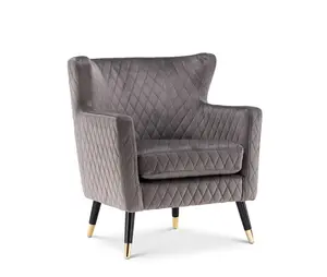 Velvet Light Grey Alessia Accent Chair