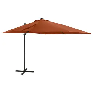 Berkfield Cantilever Umbrella with Pole and LED Lights Terracotta 250 cm