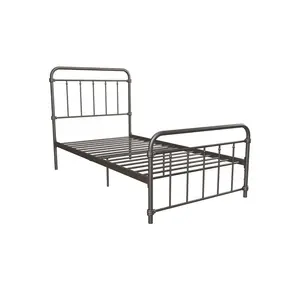 Aanya Bed Frame Classic Steel Grey Performance Velvet / Single (3')