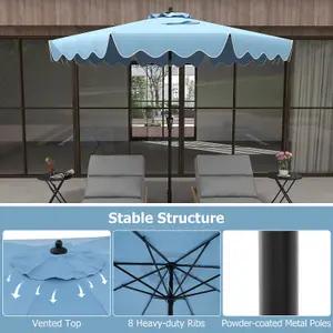 Costway 9 FT Patio Umbrella Outdoor Heavy-Duty 2-Tier Market Table Umbrella