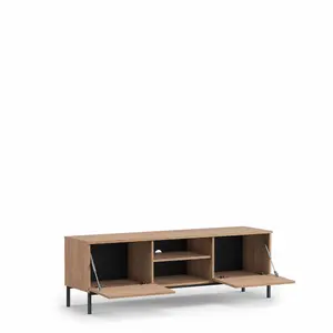 Querty 05 TV Cabinet in Oak Hickory - Modern Elegance with Ample Storage - W1500mm x H500mm x D410mm