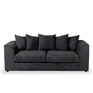 Chicago Jumbo Cord 3 Seater Sofa Black