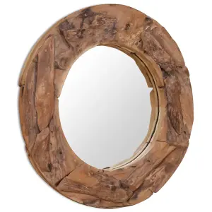 Berkfield Decorative Mirror Teak 80 cm Round