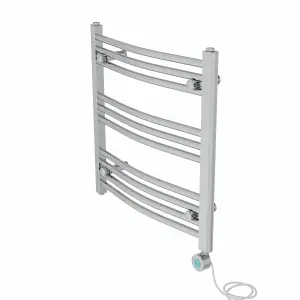 Right Radiators Prefilled Thermostatic Electric Heated Towel Rail Curved Bathroom Ladder Warmer - Chrome 600x600 mm