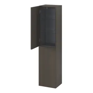 GoodHome Kentia Brown Walnut Veneer Double Bathroom Wall cabinet (H)150cm (W)35cm