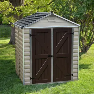 Palram - Canopia Skylight 6x5 ft Apex Tan Plastic 2 door Shed with floor