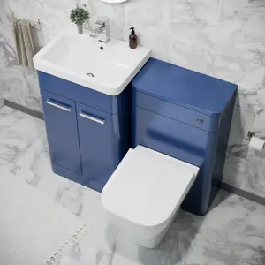 Nes Home 500mm Freestanding Vanity Unit with Basin,Back to Wall Toilet, WC unit Royal Blue