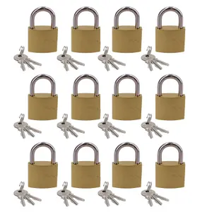 Heavy Duty 38mm Iron Brass Coated Padlock Security Lock Secure 3 Keys 12pk