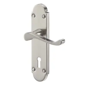 Colours Beja Satin Nickel effect Steel Scroll Lock Door handle (L)96mm