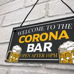 Novelty CORONA BAR Sign Open After 10 Home Bar Pub Garden Sign Home Decor