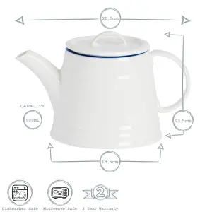 Nicola Spring - White Teapot - 900ml