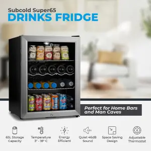 Subcold Super 65 LED Drinks Fridge - Silver