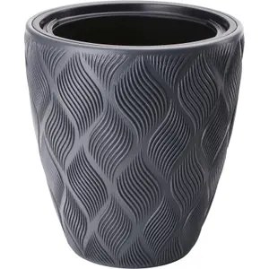 Round Tall Plant Pot Elegant Large Flower Indoor Outdoor Garden Planters Flow Anthracite H 32cm x D 29cm