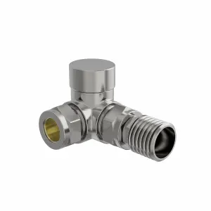 Right Radiators Satin Nickel Corner Thermostatic Valve Radiator Valves with Lockshield Valve 15mm x 1/2"