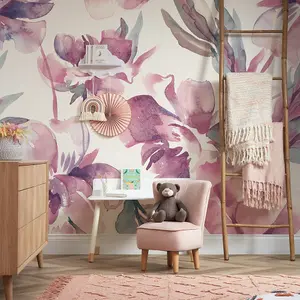 In Bloom Mural In Watercolour Pinks (350cm x 240cm)