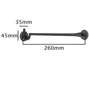 EAI - QUALITY Cast Iron Cabin Hook - 10 inch - Black