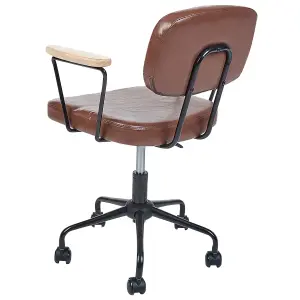 Desk Chair Faux Leather Brown ALGERITA