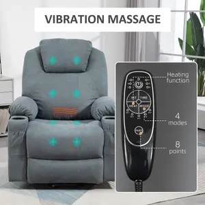 HOMCOM Lift Chair with Vibration Massage, Heat, Easy Assembly, Grey