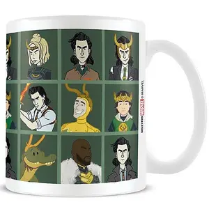 Loki Character Grid Mug Green/White (One Size)