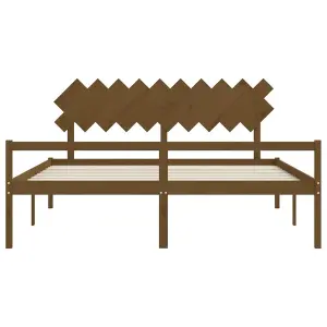 Berkfield Bed Frame with Headboard Honey Brown 200x200 cm Solid Wood