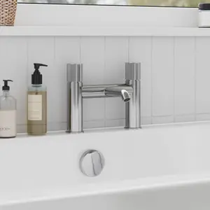 GoodHome Levanna Gloss Chrome effect Deck-mounted Manual Double Bath Filler Tap