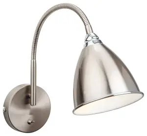 Luminosa Bari 1 Light Indoor Wall Light (Switched) Brushed Steel, Chrome, E14