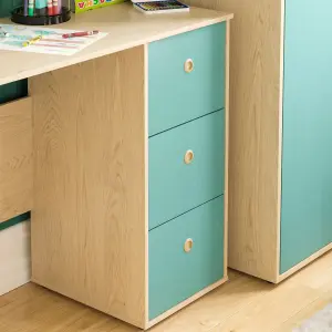 Junior Vida Neptune Blue & Oak 3 Drawer Desk Children Kids Furniture