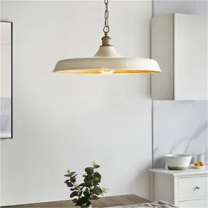 Hanging Ceiling Pendant Light - Matt Warm White & Satin Gold Paint - 10W LED E27