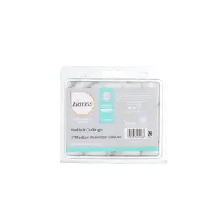 Harris Seriously Good Medium Pile Paint Roller Sleeve (Pack of 10) White (4in)