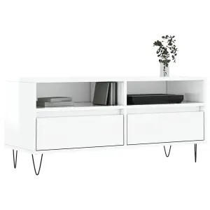 Berkfield TV Cabinet High Gloss White 100x34.5x44.5 cm Engineered Wood