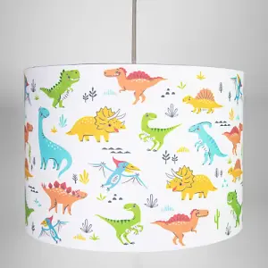 Modern and Colourful Dinosaurs Childrens Cotton Fabric Lamp Shade - 25cm