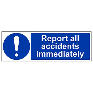 Report All Accidents Immediately Work Safety Sign - Adhesive Vinyl - 450x150mm (x3)