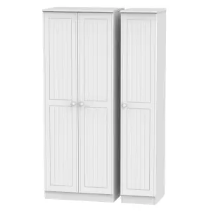 Ready assembled Contemporary Matt white Tall Triple Wardrobe (H)1970mm (W)1110mm (D)530mm