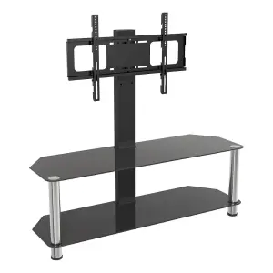 AVF Black Glass 1.14m TV stand with TV Mounting Column