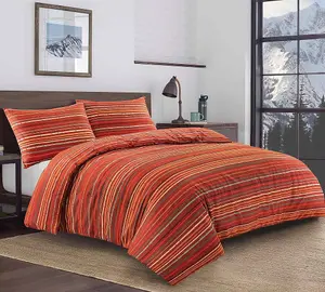 4 Pcs Leon Stripes Complete Duvet Cover Set With Valance Sheet & Pillowcase