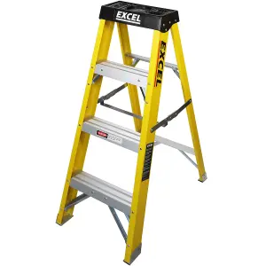 Excel Electricians Fibreglass Step Ladder 3 Tread 1.03m Heavy Duty