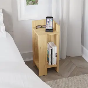 Lochlan Modern Compact Nightstand Bedside Table 25 x 27 x 60cm  Bedroom Furniture Oak / Right Orientation